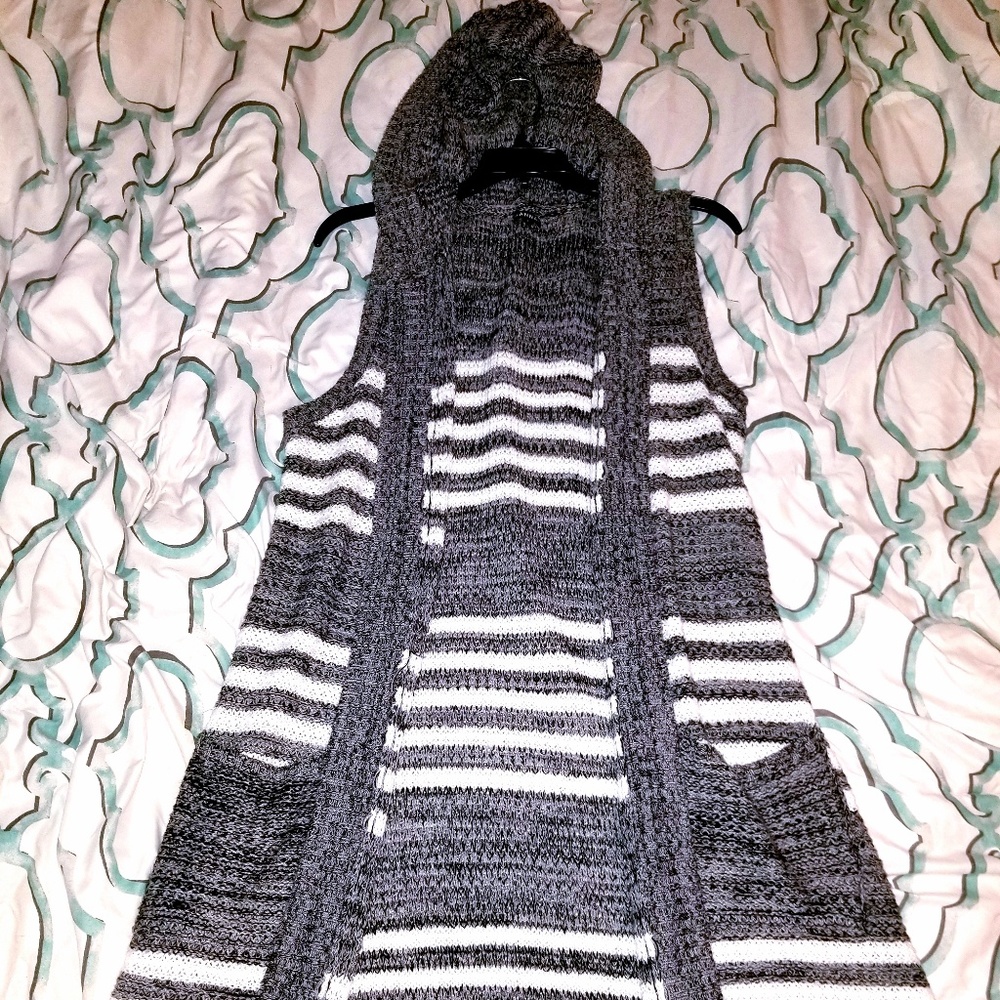 Striped knit duster